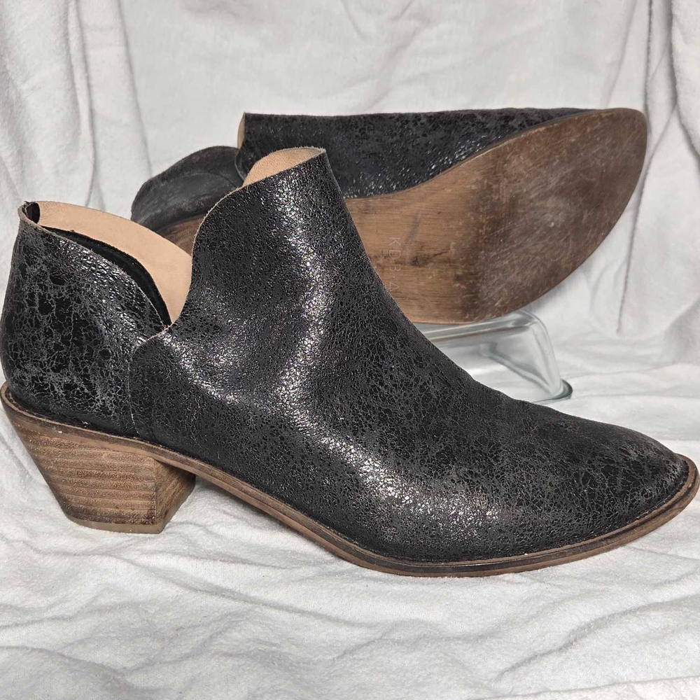 Kelsi Dagger Black Textured Ankle Booties